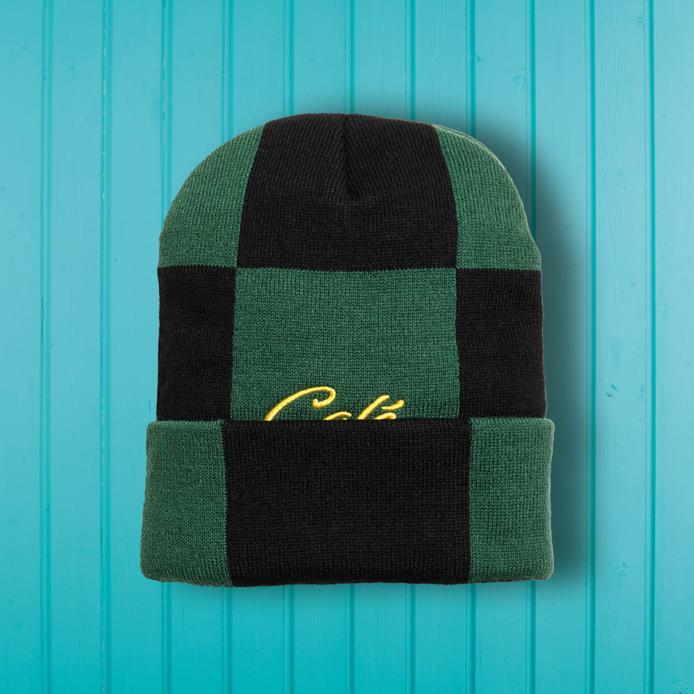Skateboard Café Check Fold Beanie Forest Green/Black