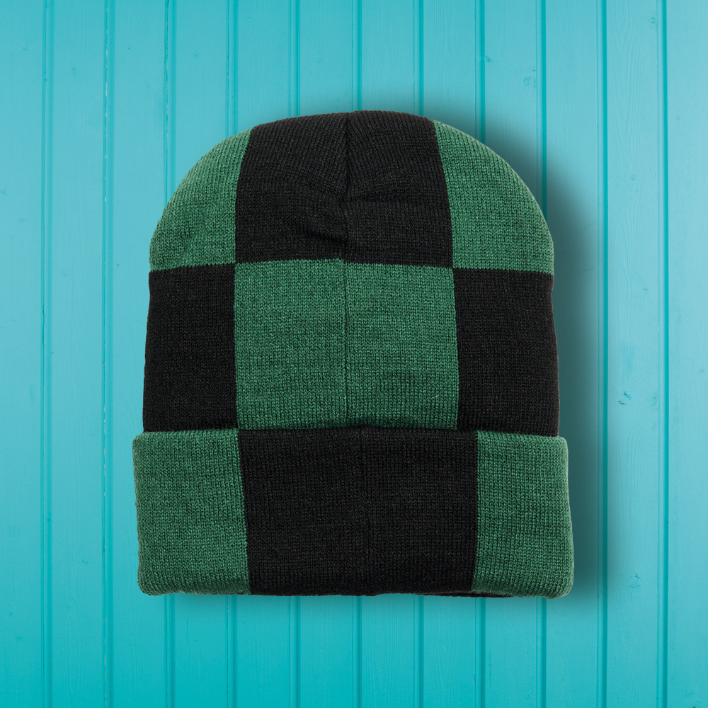 Skateboard Café Check Fold Beanie Forest Green/Black