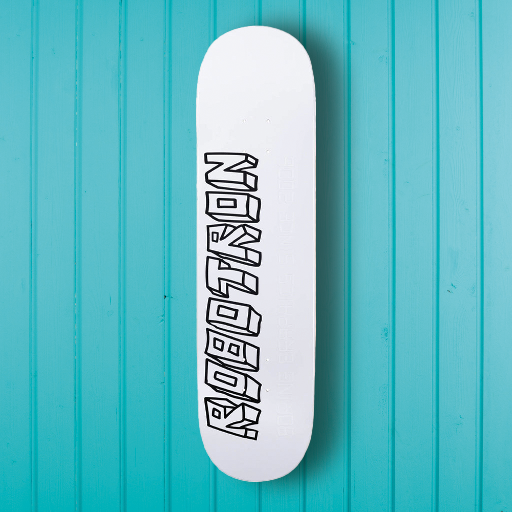 Robotron Boring Graphic Deck White 8.5"