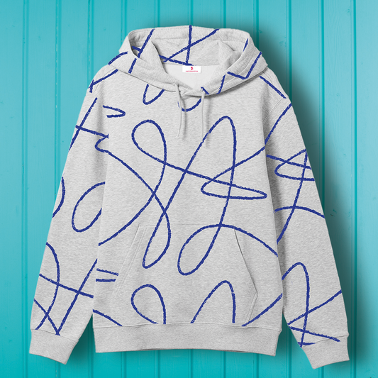 Poetic Collective Doodle Pattern Hoodie Heather Grey