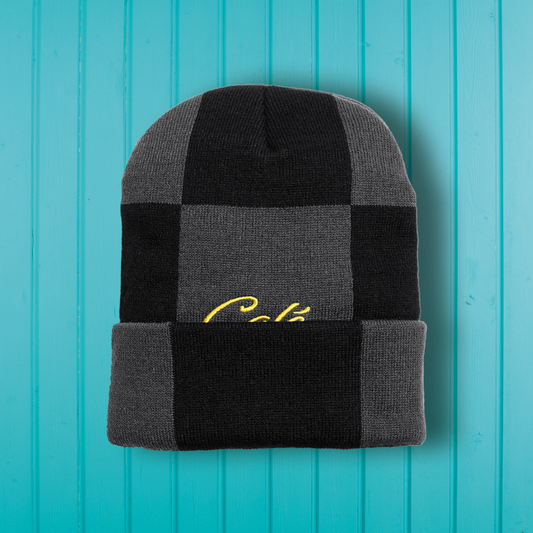 Skateboard Café Check Fold Beanie Charcoal/Black