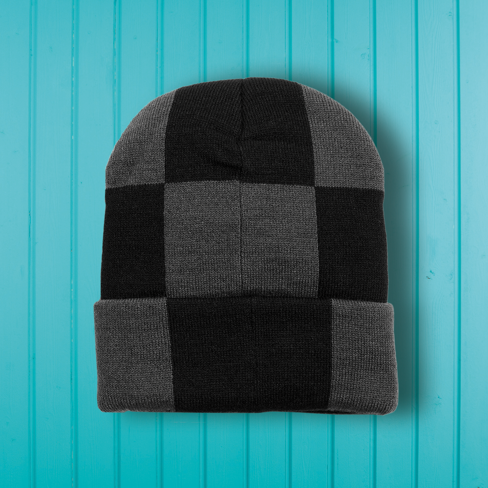 Skateboard Café Check Fold Beanie Charcoal/Black